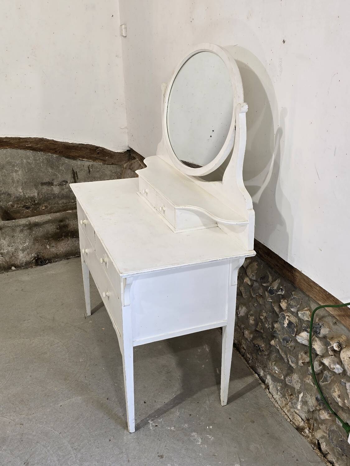 Antique 5-drawer dressing table with swivel mirror