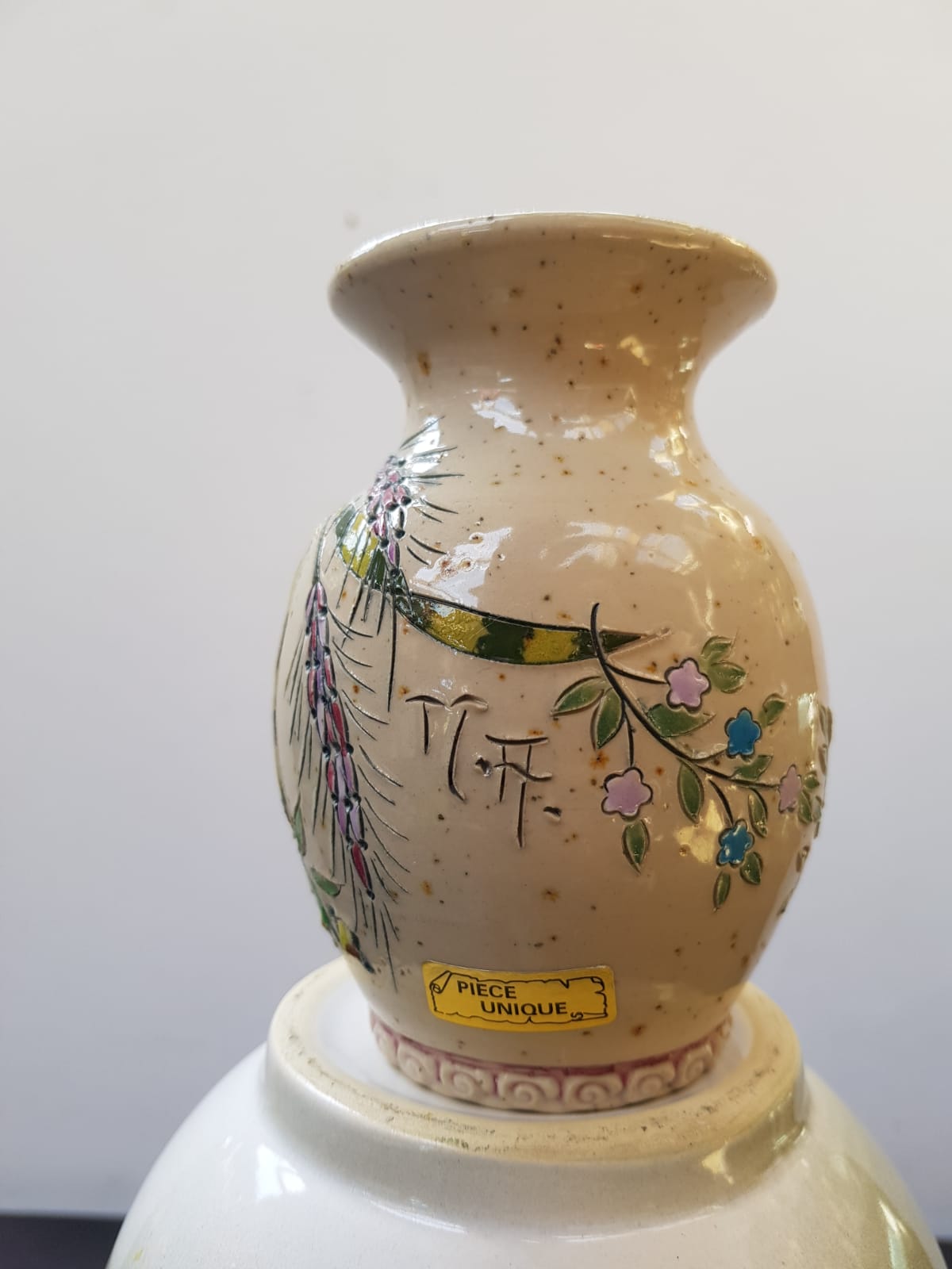 Old Vase Sandstone Alsace GRAESSEL Beige Décor Chisled Made In FRANCE Vintage