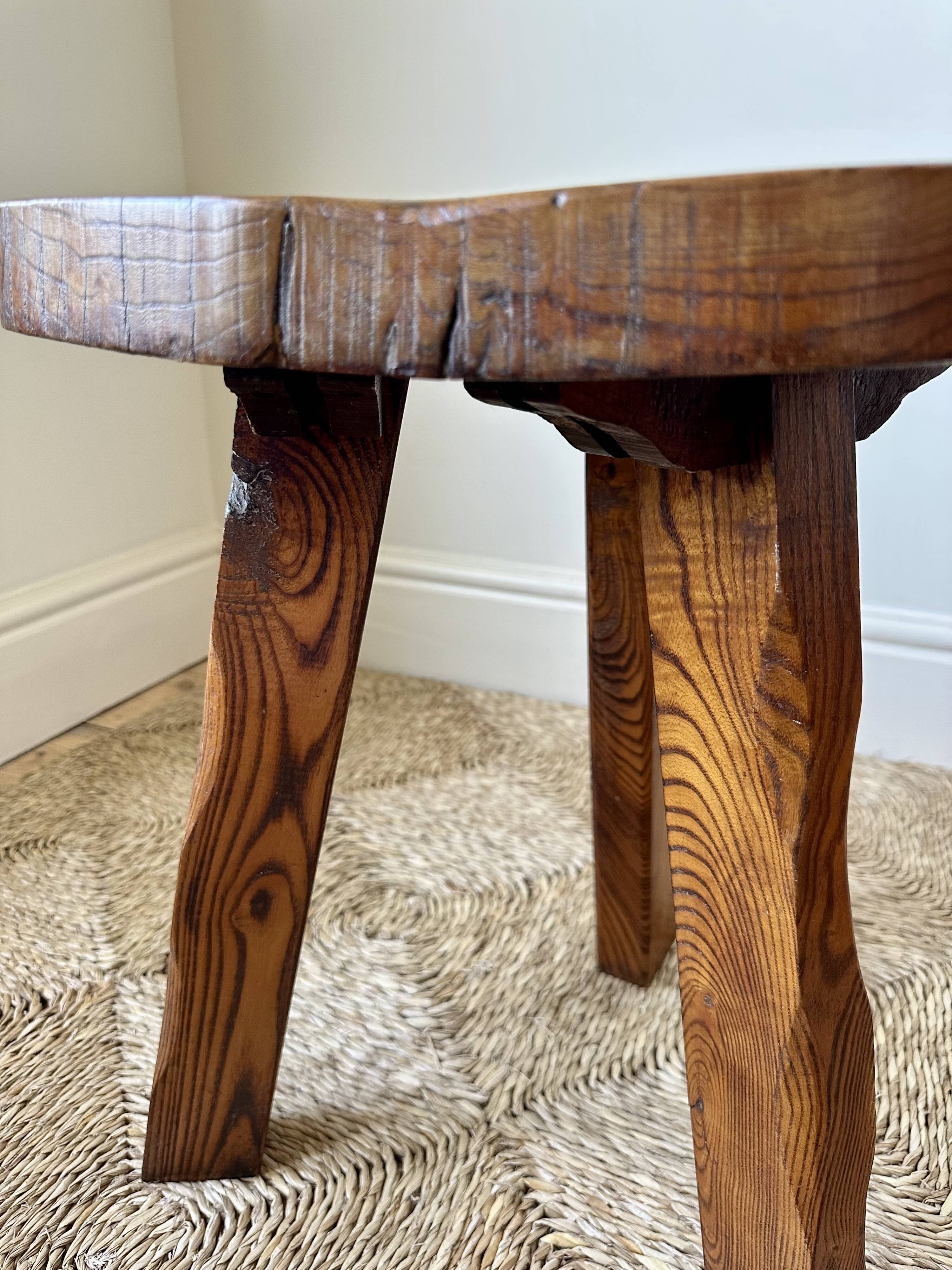 Midcentury brutalist rustic primitive side table by Wanderwood, England.