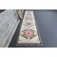 Vintage Turkish Oushak Handmade Wool Cotton White Runner Rug 81x363