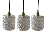 Set of three bubble glass pendant lights