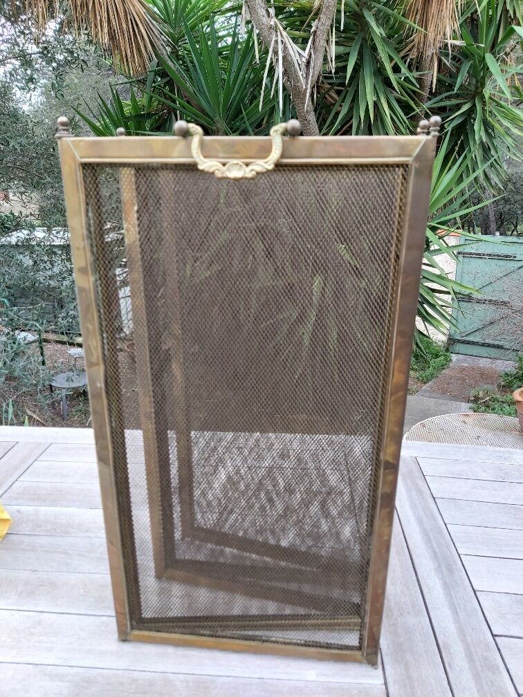 Ancient bronze and brass signed fire pare