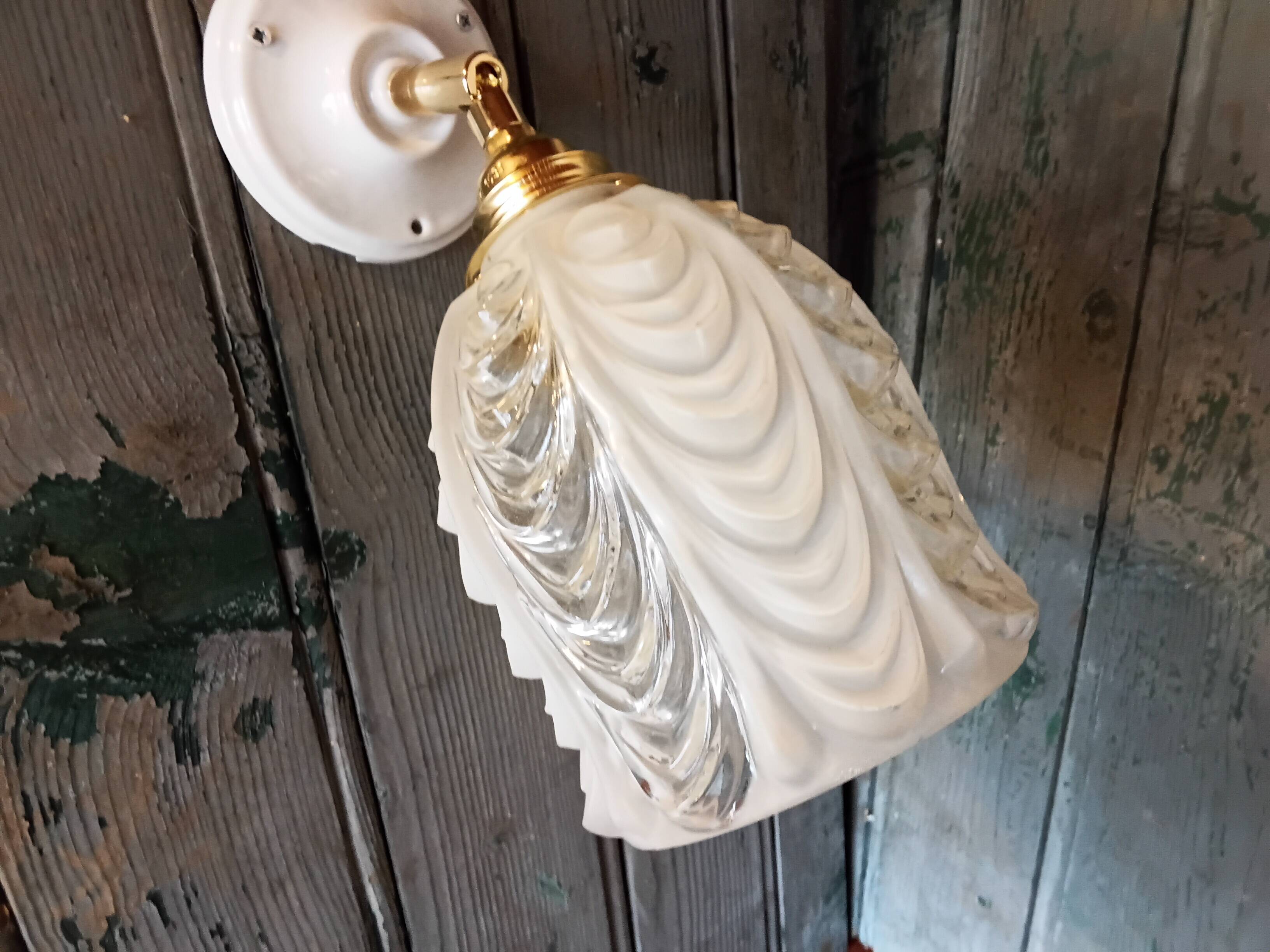 Vintage molded glass wall light
