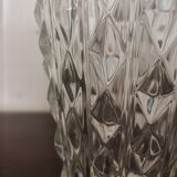 Glass vase diamond pattern in relief
