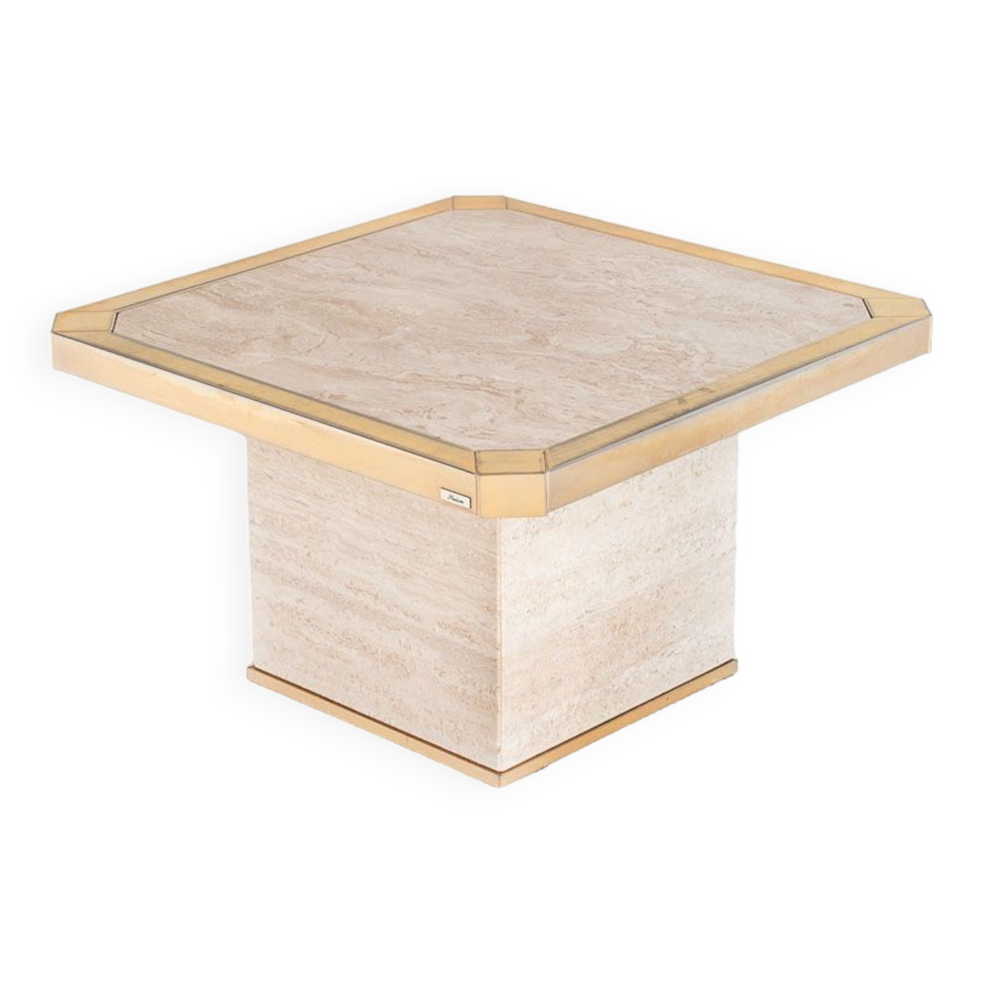 Vintage travertine coffee table edited by Fedam. Belgium, 80s