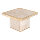 Vintage travertine coffee table edited by Fedam. Belgium, 80s