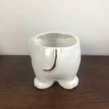 Cache pot éléphant vintage blanc et doré