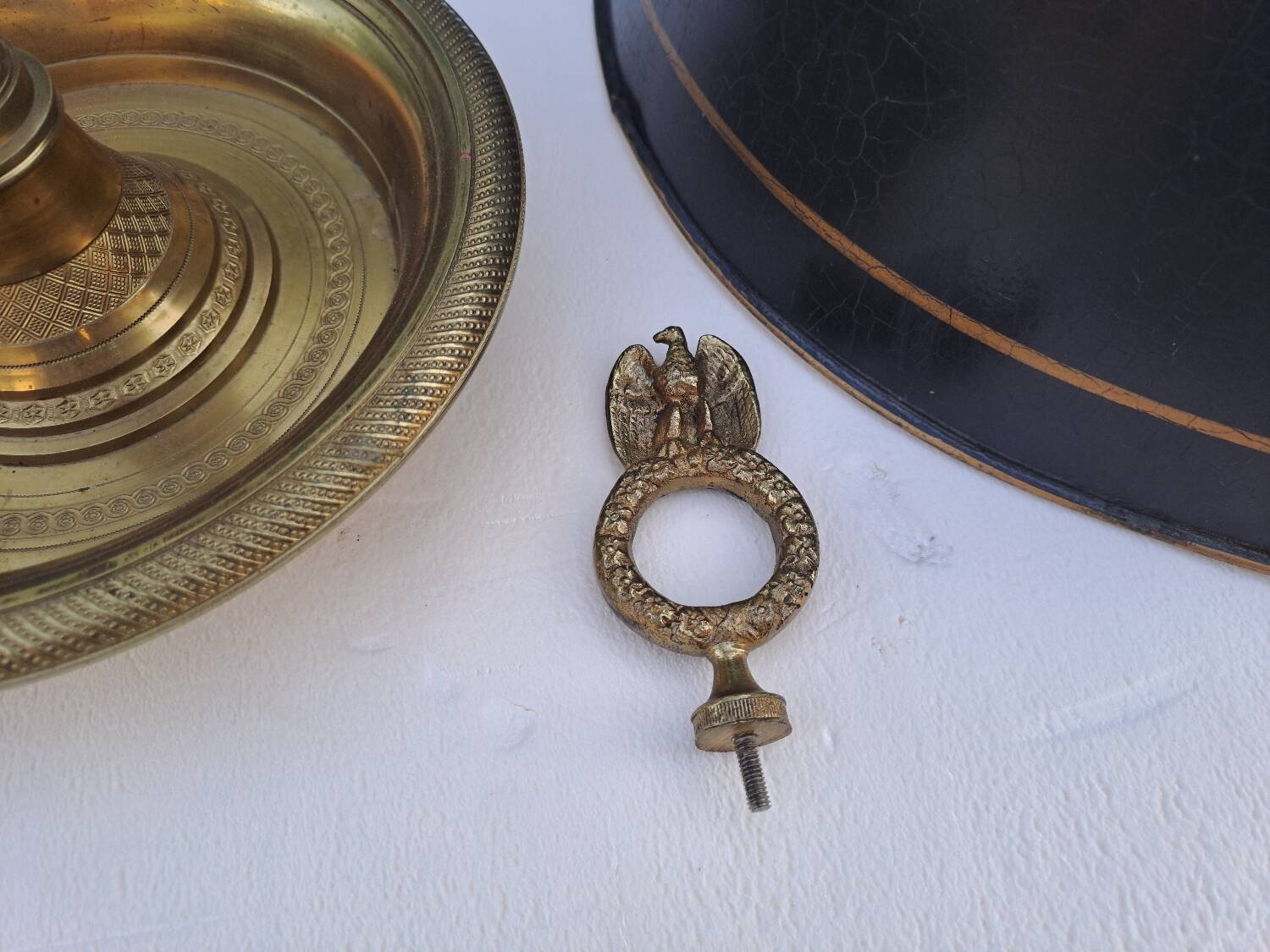 Empire style bouillotte lamp in bronze and sheet metal