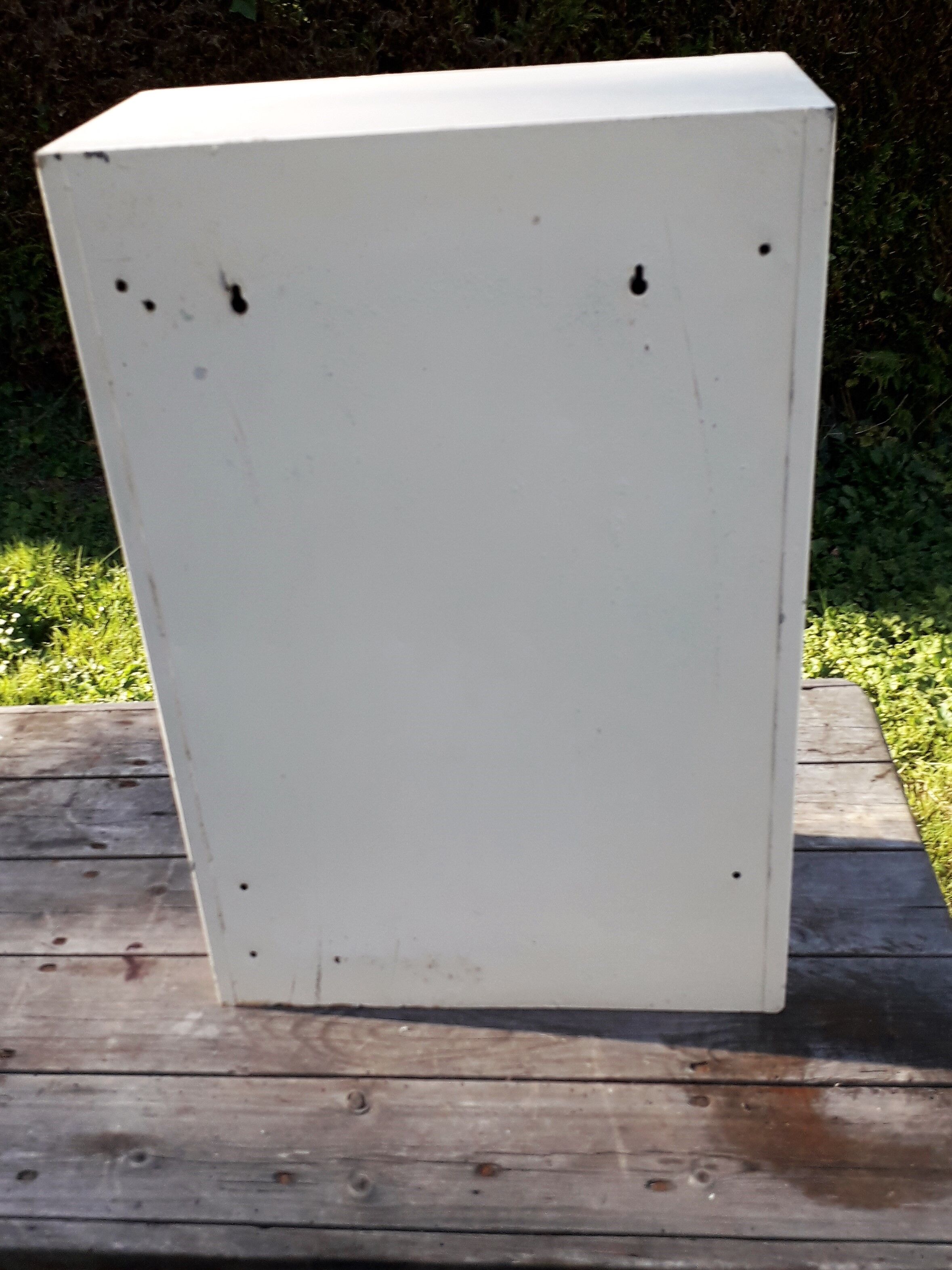 Old bathroom wardrobe in sheet metal of the 50s