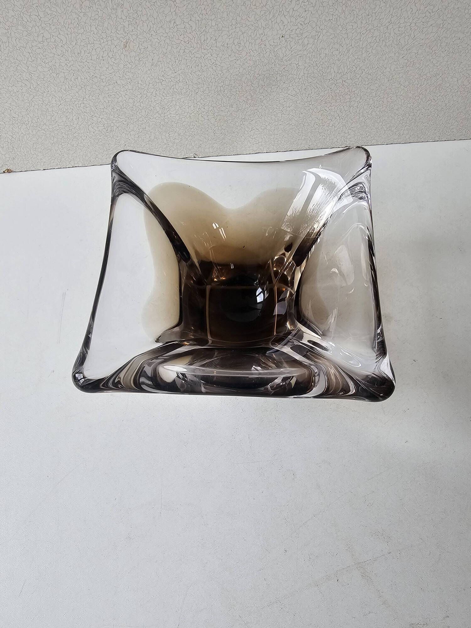 Murano Sommerso transparent brown glass catchall