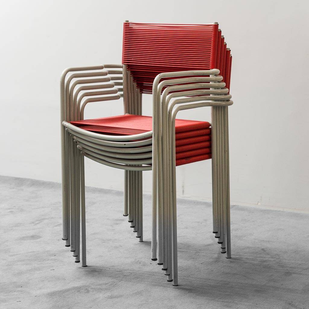 Set of 6 chairs mod. spaghetti giandomenico belotti for alias ​​80s vintage