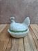 Small broody hen in painted white opaline, antique.