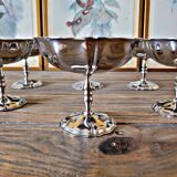 6 coupes à glaces inox vintage, forme de fleurs