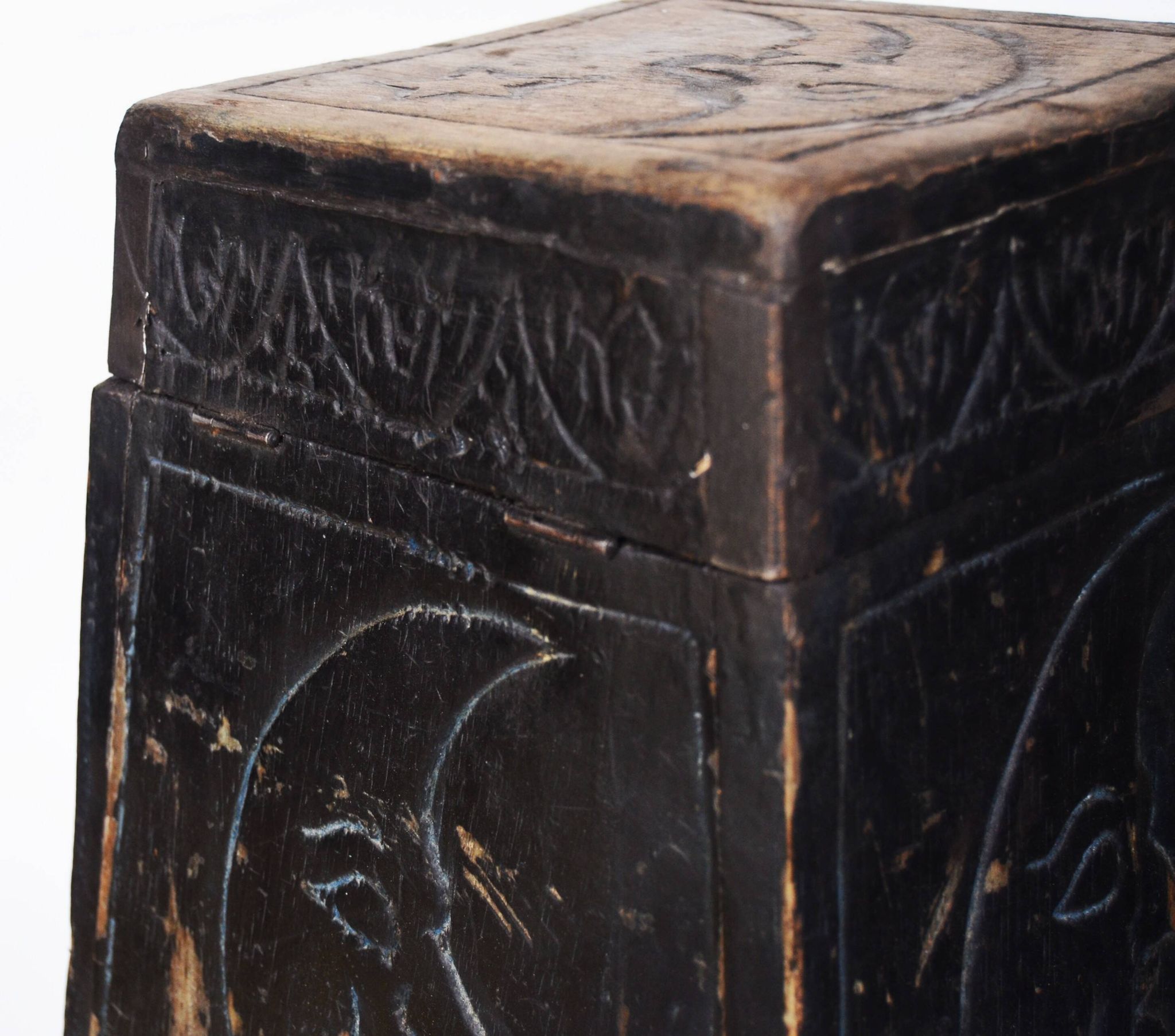 Antique Mystical Moon Stool / Step Stool / Secret Storage Box, circa 1900
