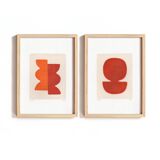 Duo of abstract paintings on paper - paintings signed Eawy