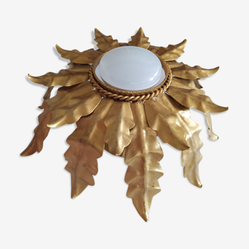 Plafonnier métal doré en forme de fleur