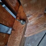 Vintage folding garden table in pine, mid-20th century.