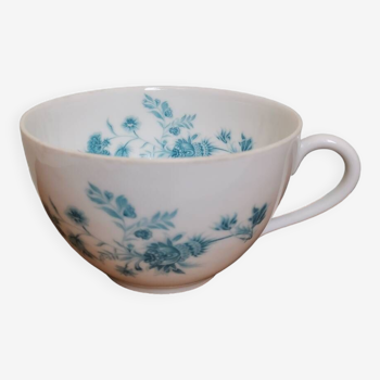 Grande tasse vintage porcelaine de Limoges France Giraud motif fleurs bleue