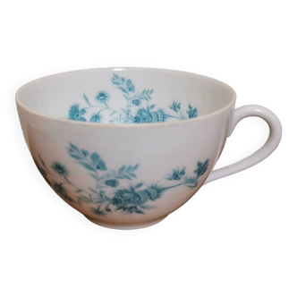 Grande tasse vintage porcelaine de Limoges France Giraud motif fleurs bleue