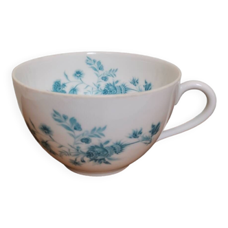 Large vintage Limoges France Giraud porcelain cup with blue flower pattern