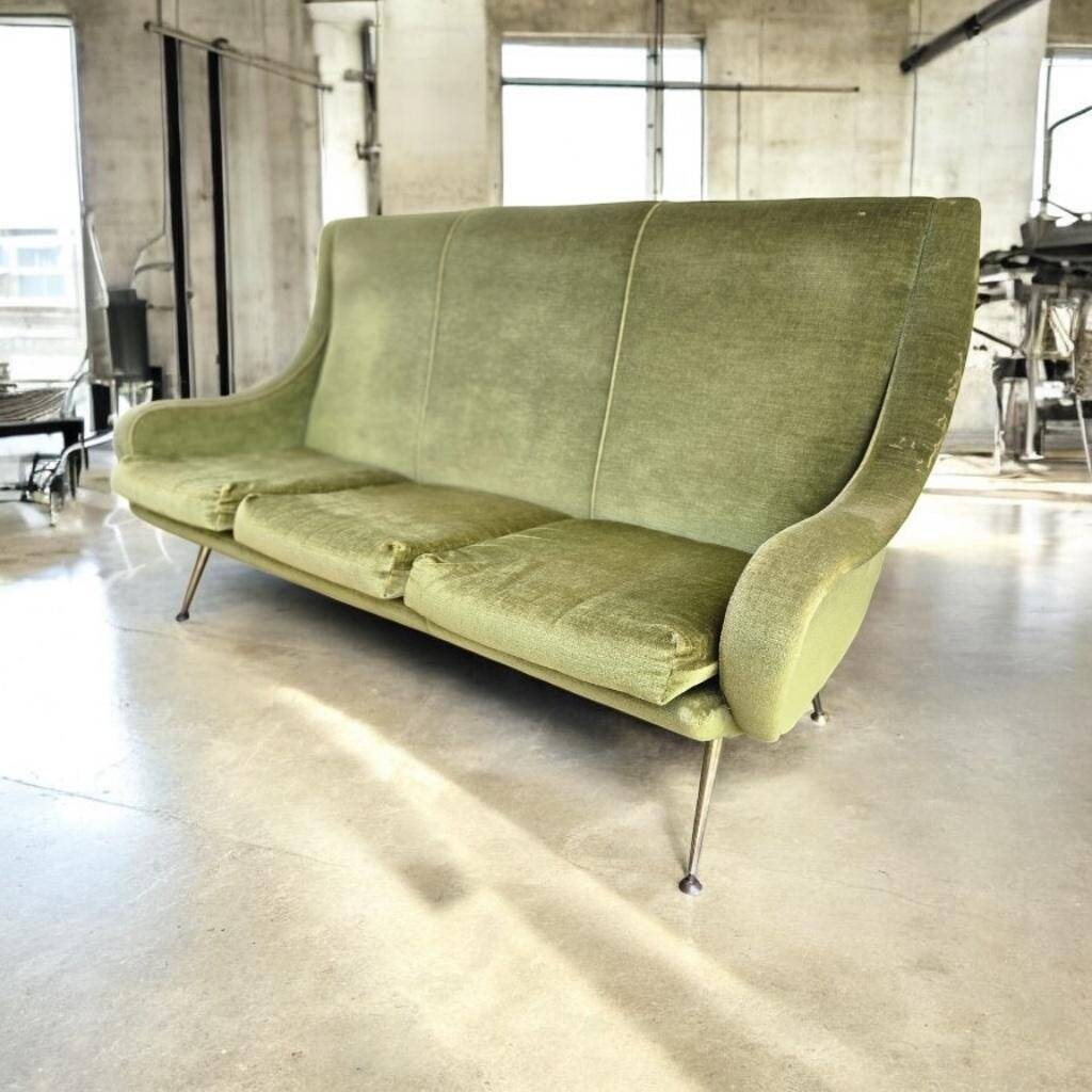 Moss green vintage sofa / bench / couch