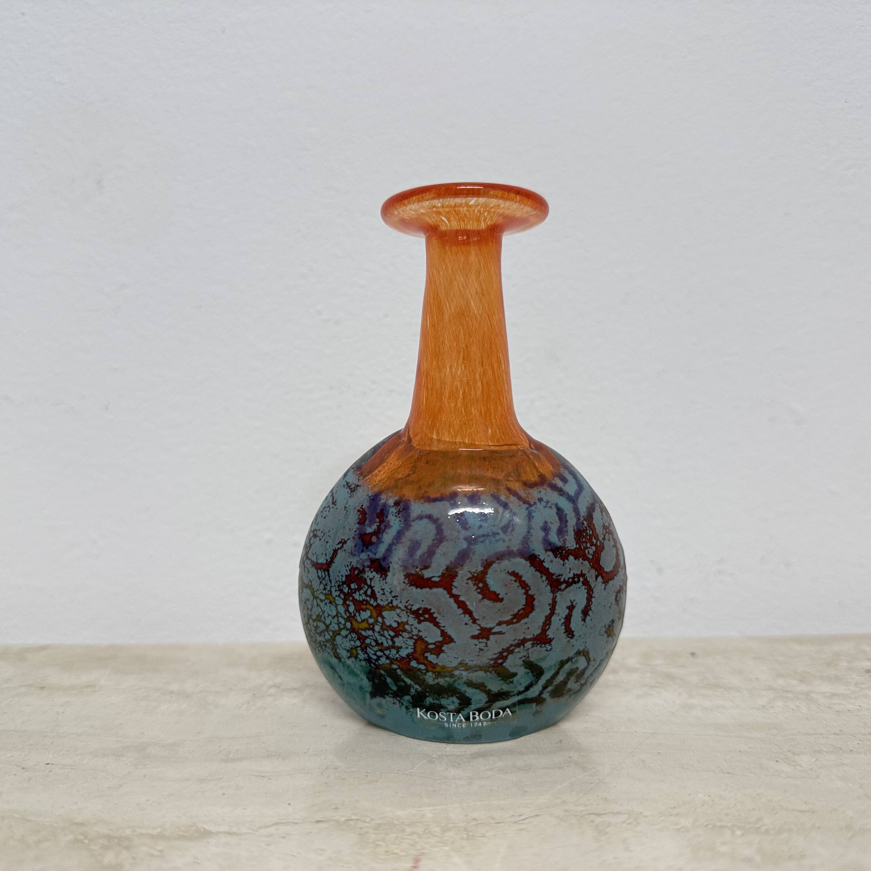 Rare Kjell Engman for Kosta Boda Sweden vase Rio face glass miniature vase