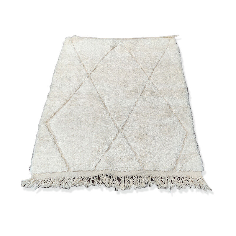 Tapis berbère blanc shaggy 110x145 cm