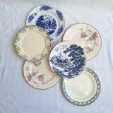 Vintage blue pink green dinner plates