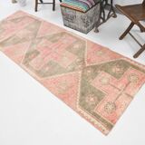 3x9 Peach Red Vintage Turkish Runner Rug, 91x274Cm SK20604