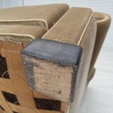 1960s, Danish 3-seater sofa, green furniture velour, oak wood legs.