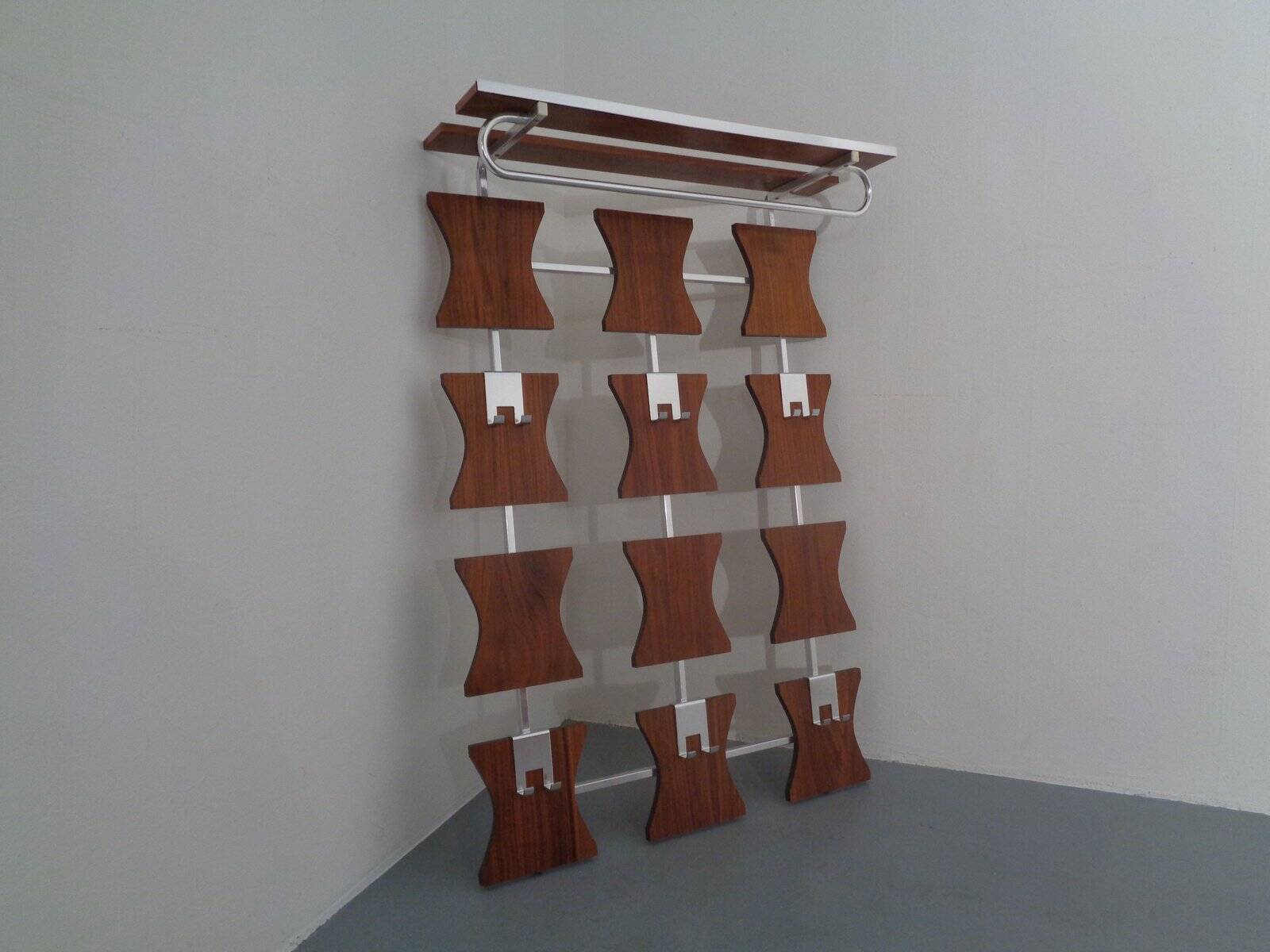 Mid-Century Teak Wardrobe with Hat and Coat Rack, 1960s