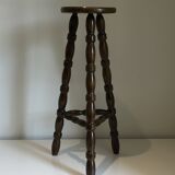 High tripod stool in turned wood