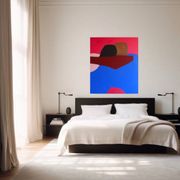 Minimalist canvas couple embraced "a hug" signed Bodasca