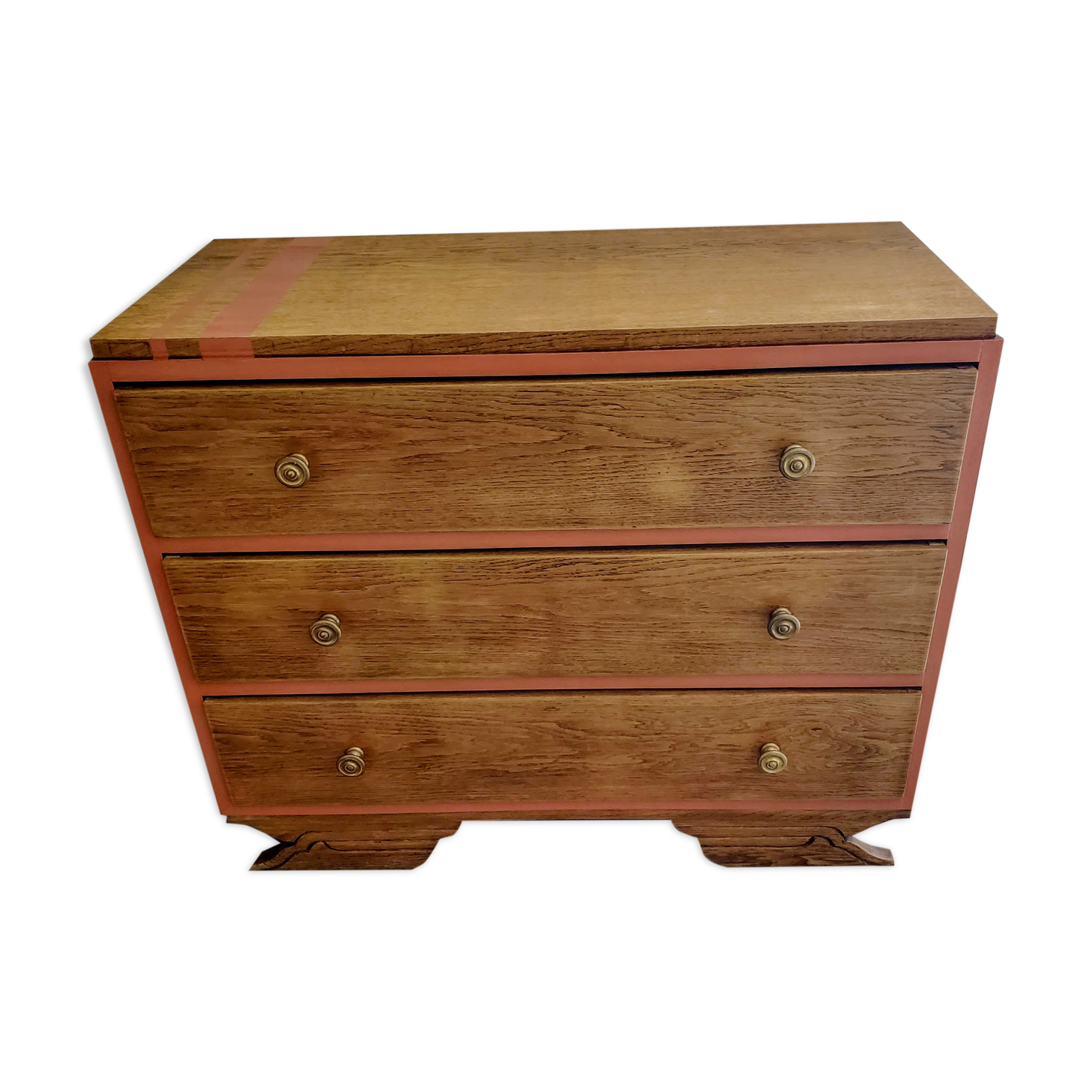 Terracotta patina oak chest of drawers