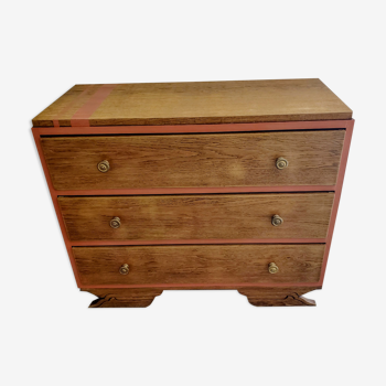 Terracotta patina oak chest of drawers