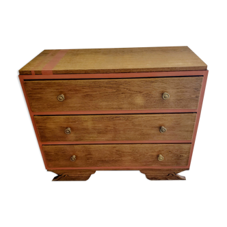Terracotta patina oak chest of drawers