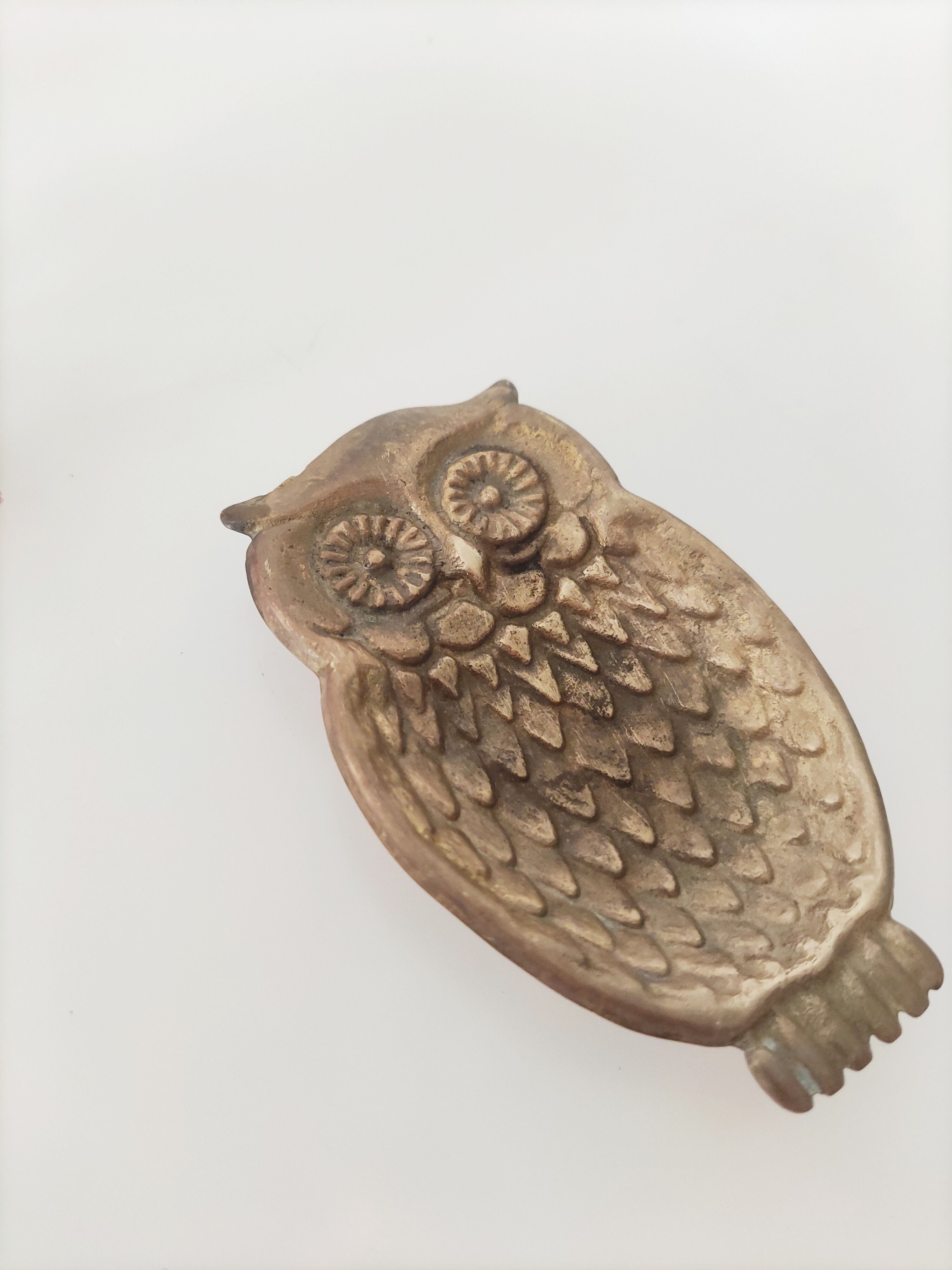 Brass owl ashtray