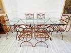 Vintage Provencal French Dining Table and 6 Chairs