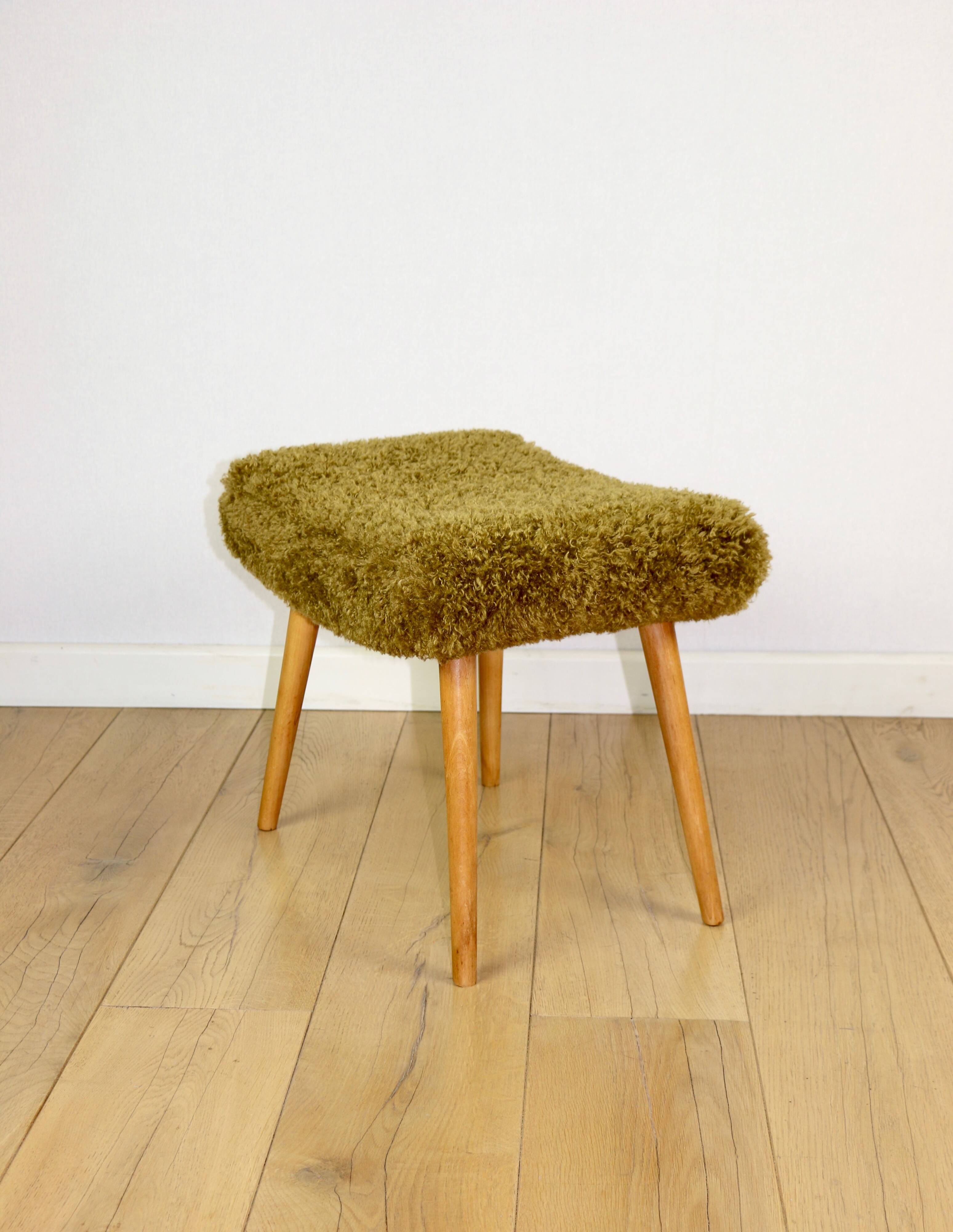 High stool seat khaki / olive / redhead - beech legs