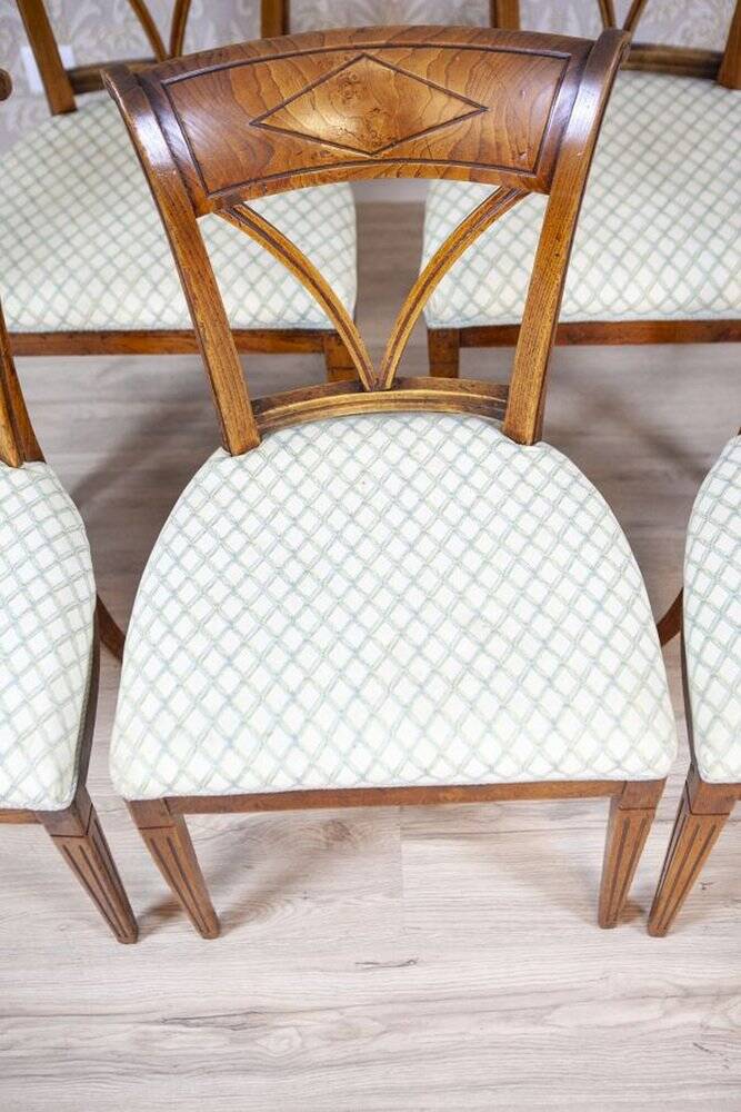 Vintage Elm Chairs in White Upholstery, 1950s, Set of 5