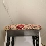 Antique footrest stool in wood and fabric