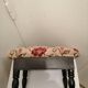 Antique footrest stool in wood and fabric