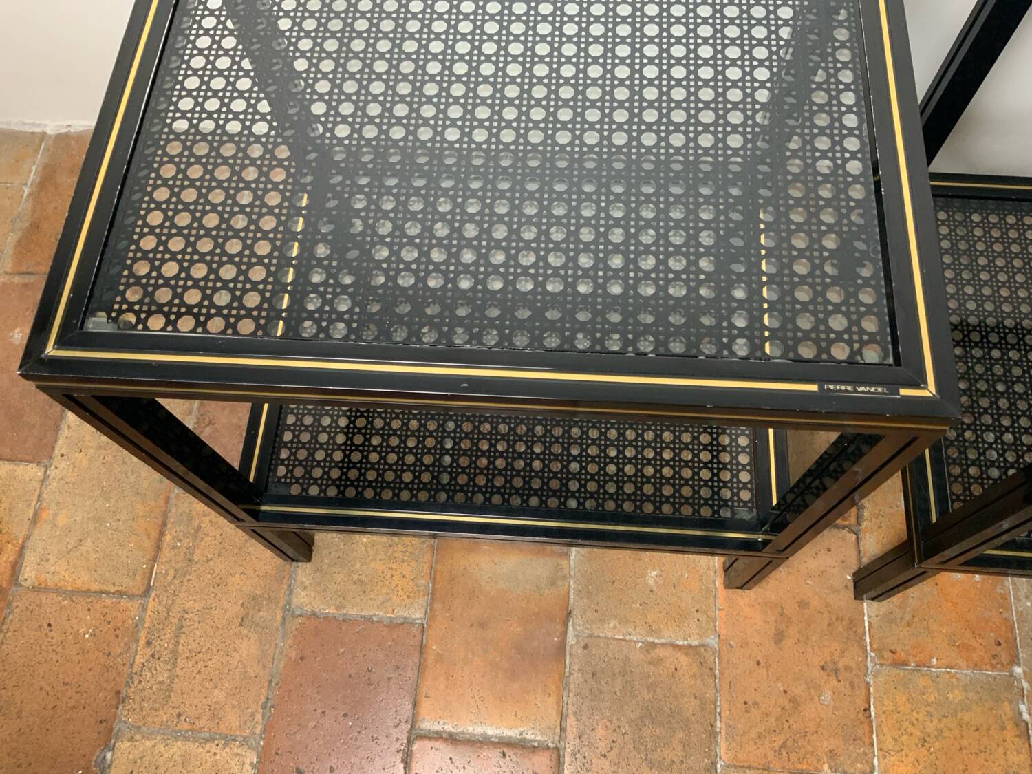 Paire de tables d’appoint vintage 70 Pierre Vandel