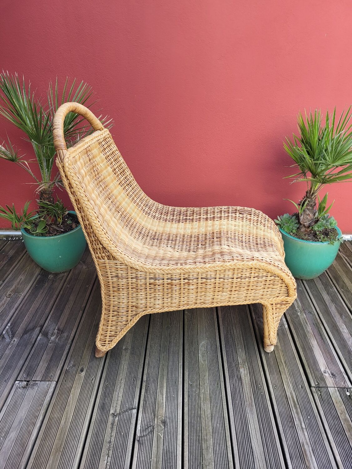 Bamboo and rattan lounge chair