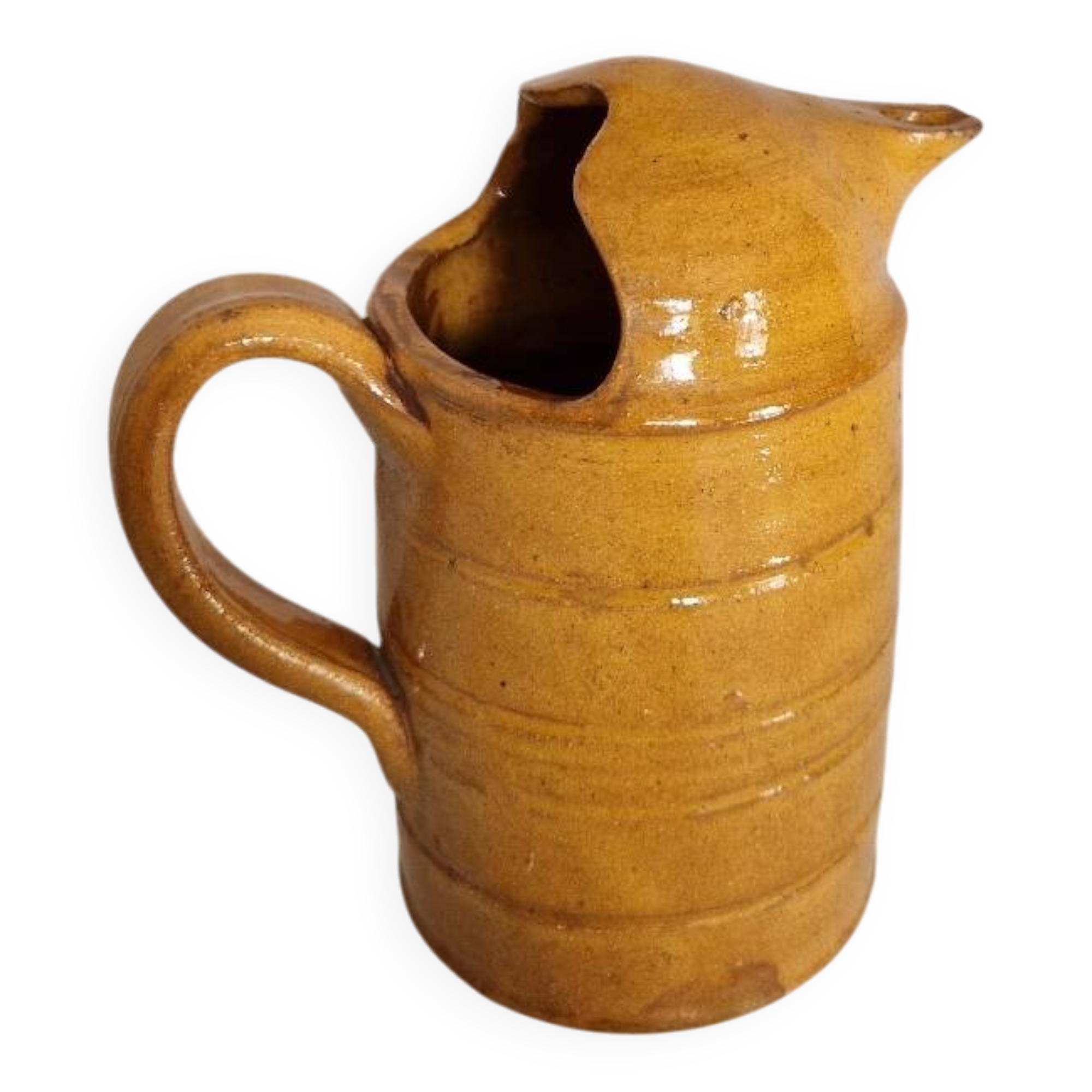 Antique Folk Art Glazed Terracotta Pitcher