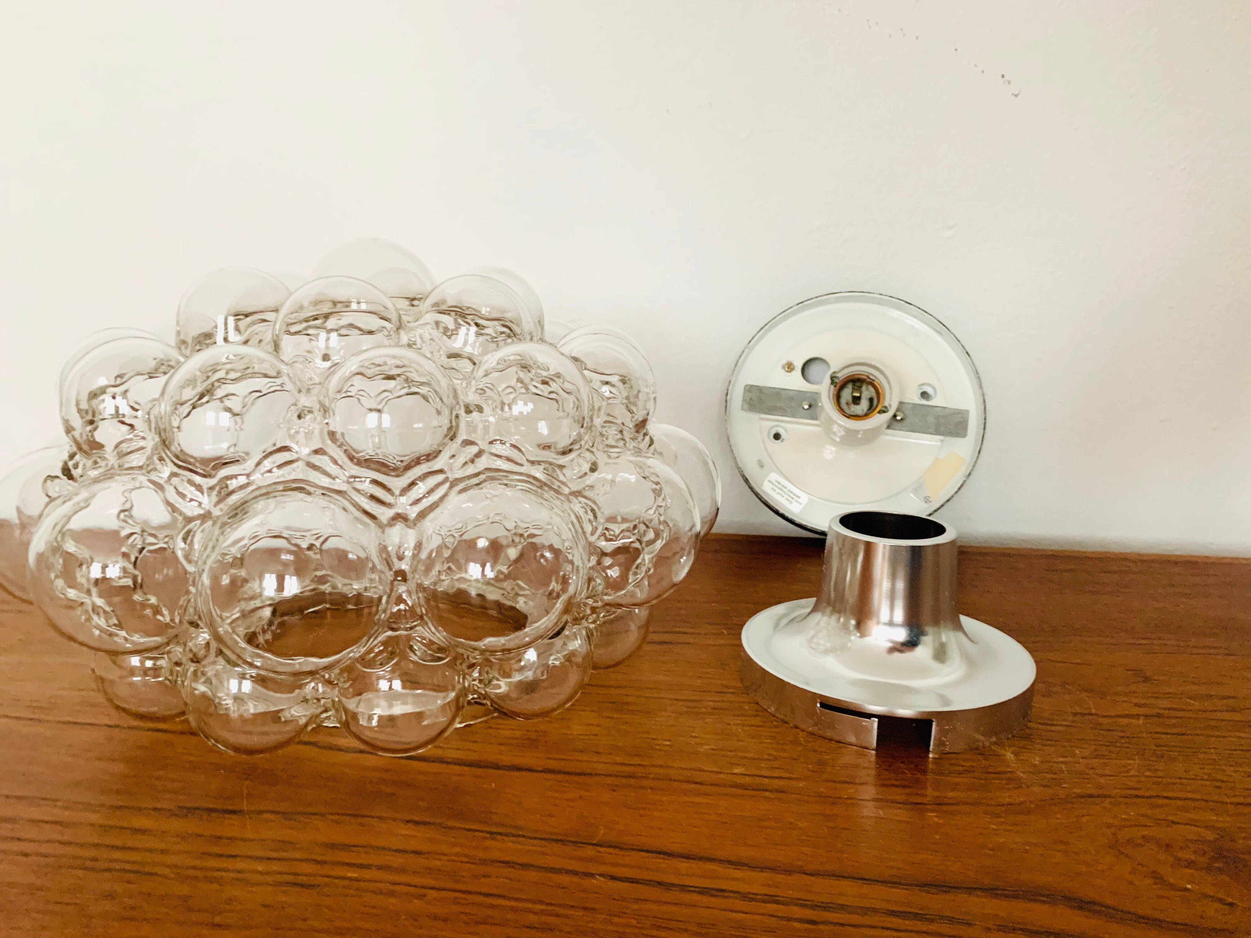 Bubble glass wall lamp or flush light by Helena Tynell for Glashütte Limburg