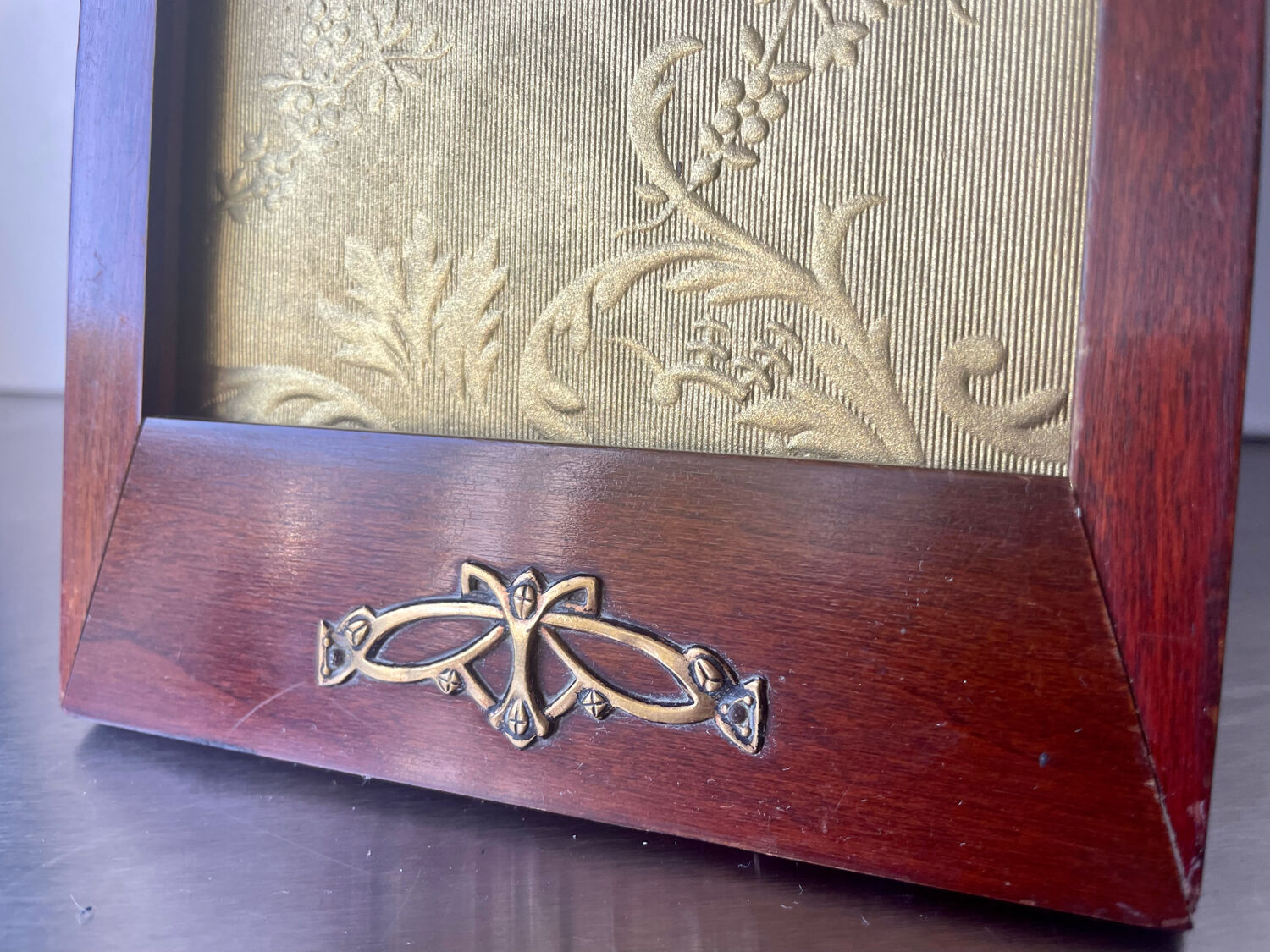 Mahogony and gilded brass picture frame