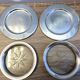 Lot Pair of Silver Metal Bottle & Glass Coasters with Hallmarks