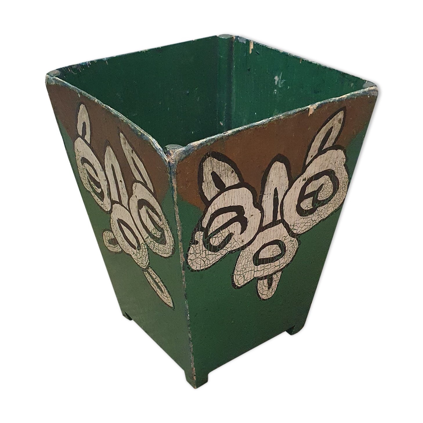 Wooden art deco paper basket