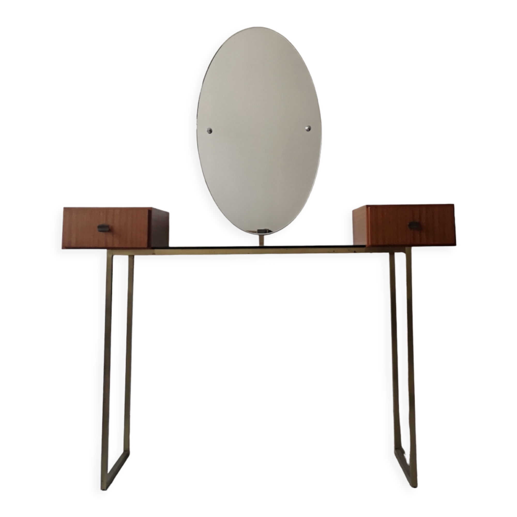 Vintage Scandinavian dressing table brass and wood